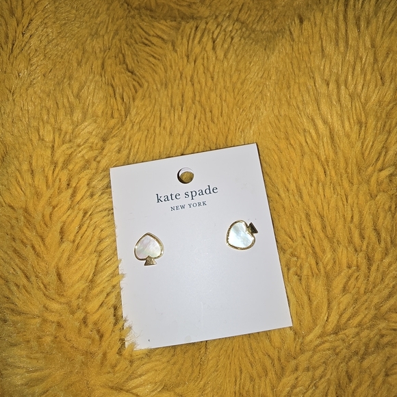 Nwt kate spade earrings cream spades new - Picture 2 of 2